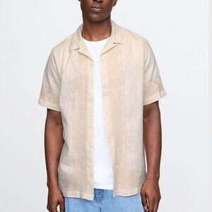 Gap Textured Linen Cotton Resort Button Up Short Sleeve Shirt XL